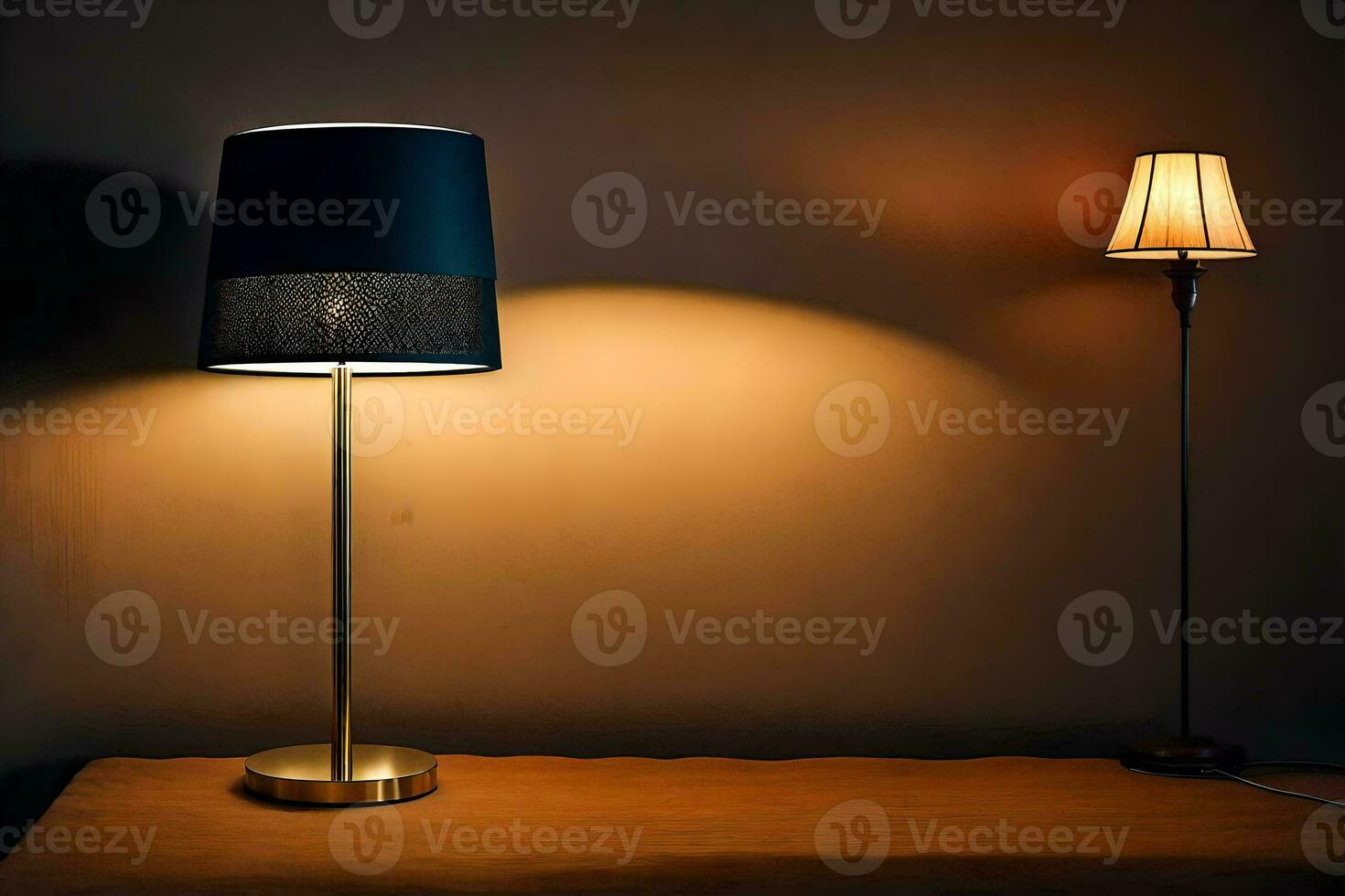 a lamp on a table next to a lamp. AI-Generated photo