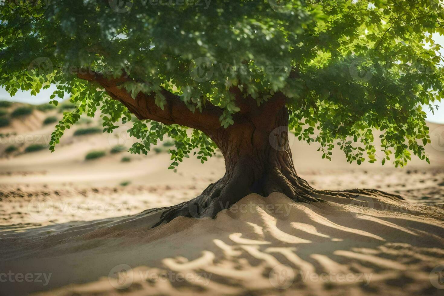 a tree in the desert. AI-Generated photo