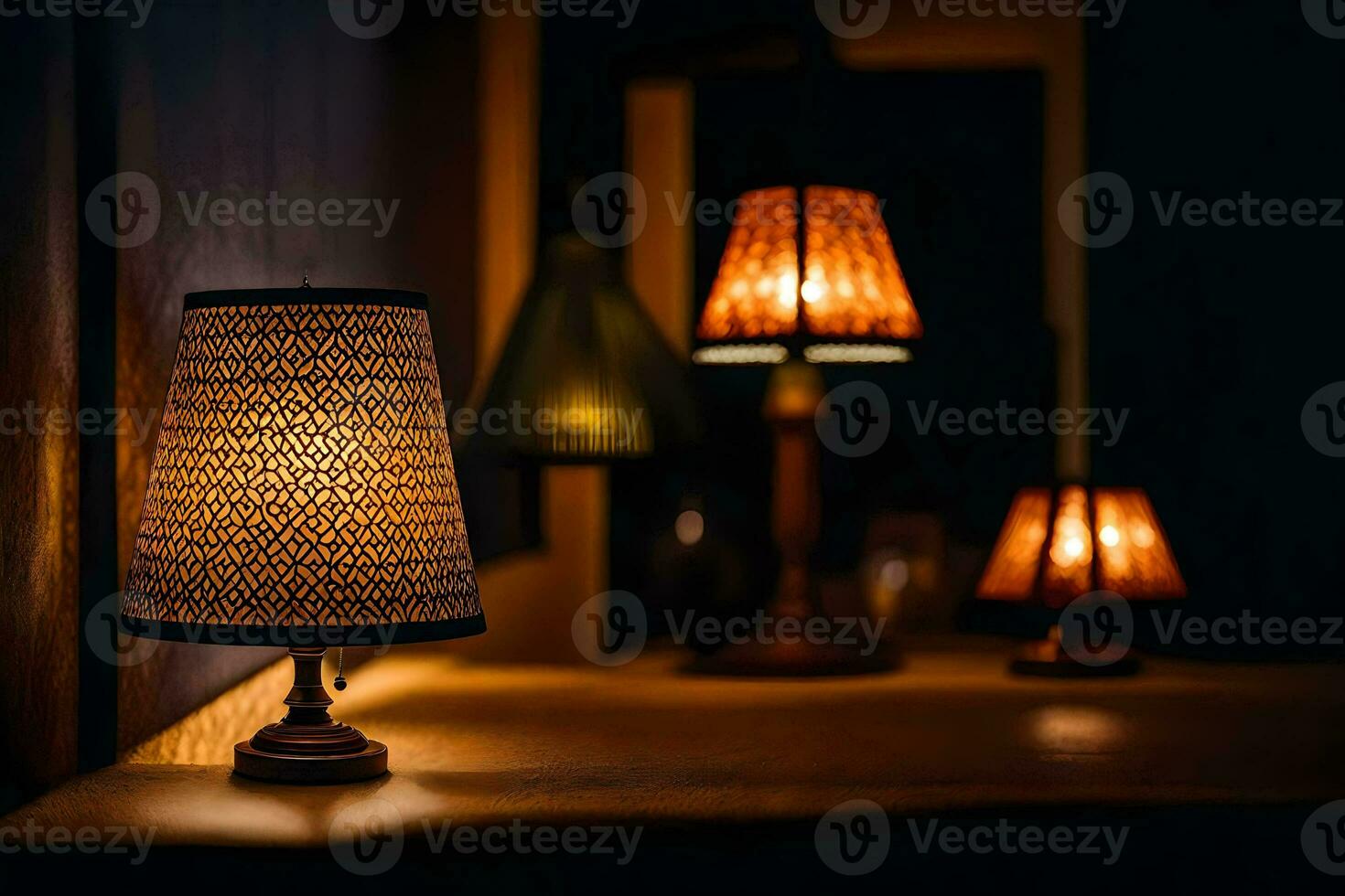 a table lamp with a lamp on it. AI-Generated photo