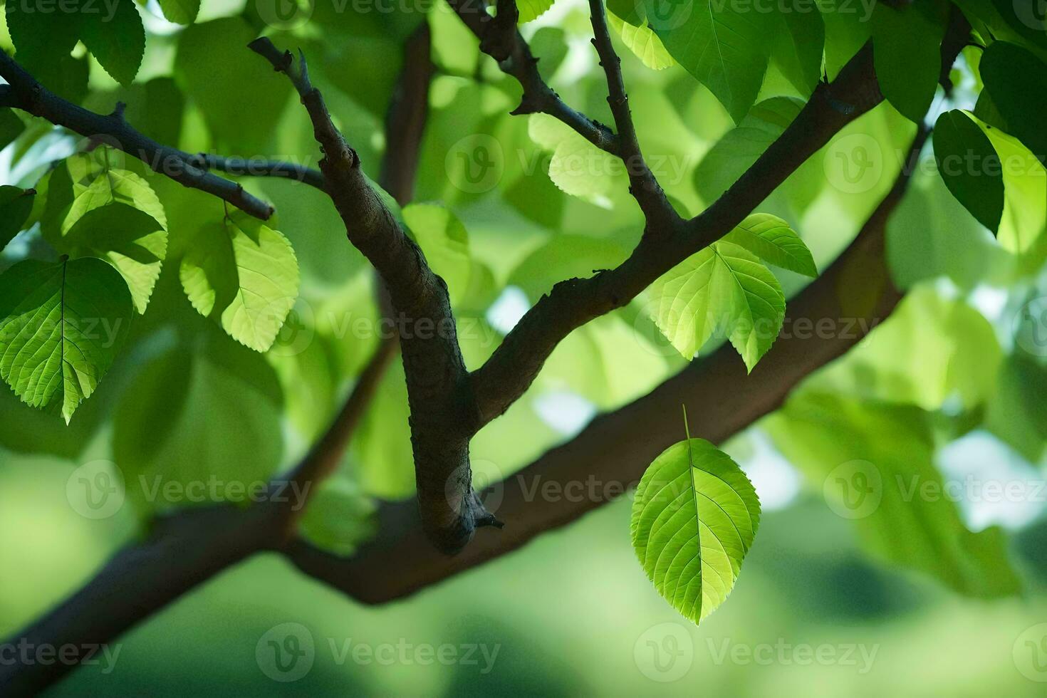 green leaves on a tree. AI-Generated photo