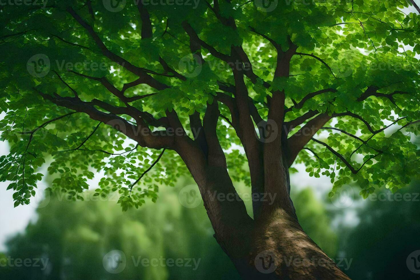 a tree with green leaves in the background. AI-Generated photo