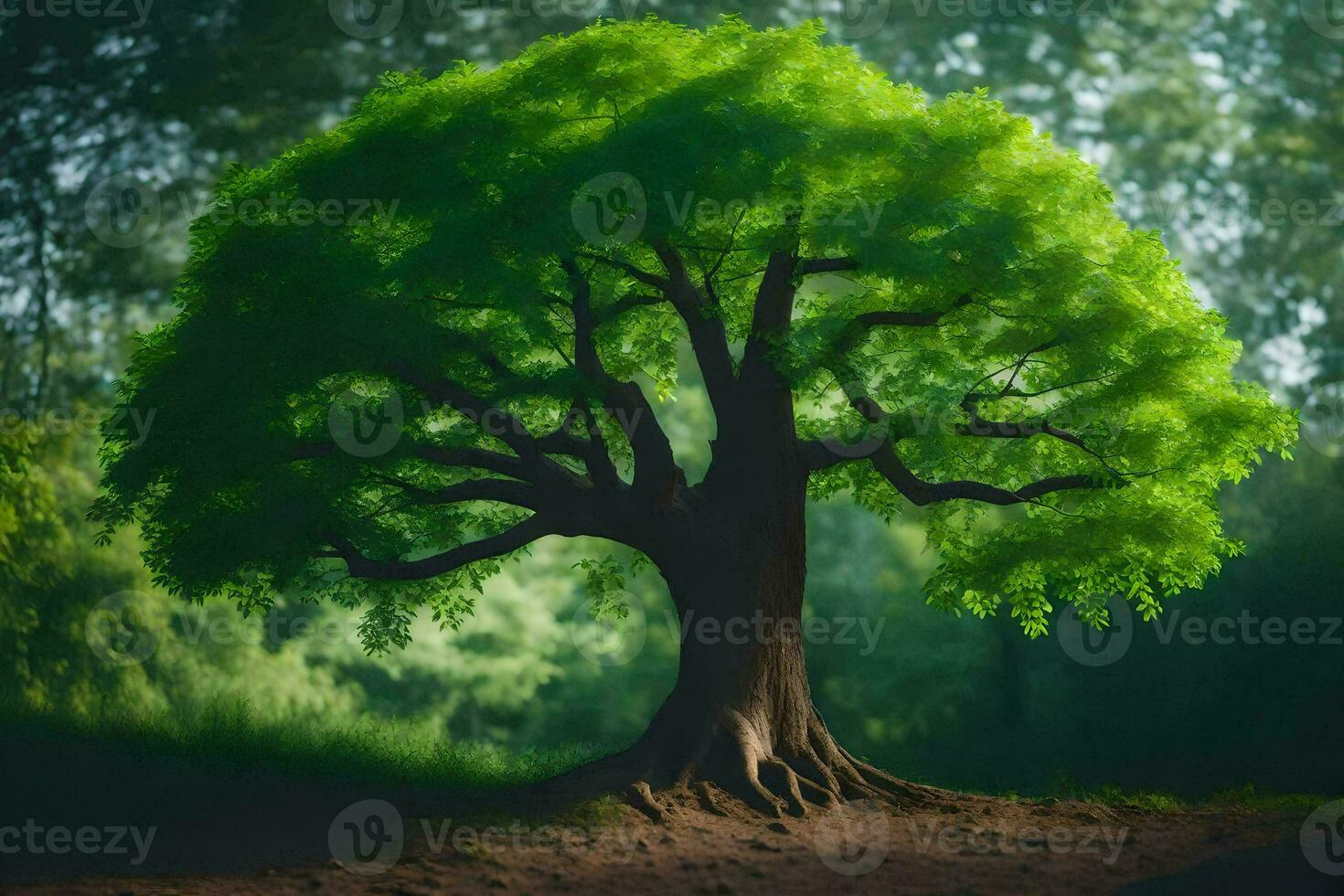 a tree in the forest. AI-Generated photo