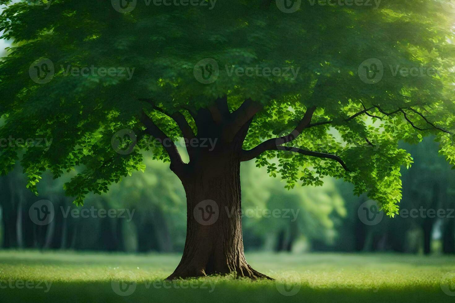 photo wallpaper the sky, trees, grass, grassland, trees, green, tree, green. AI-Generated