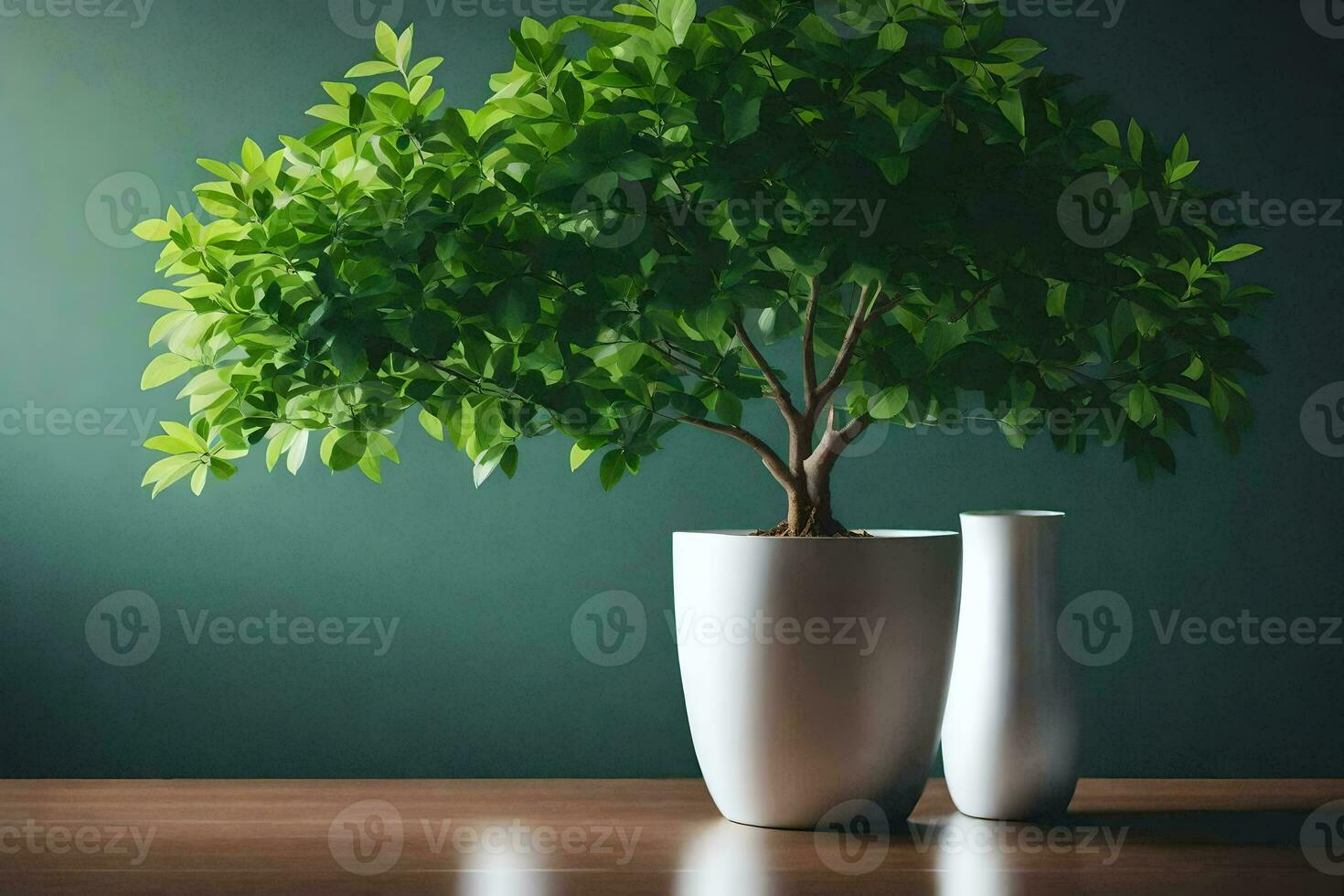 a potted plant in a vase on a table. AI-Generated photo