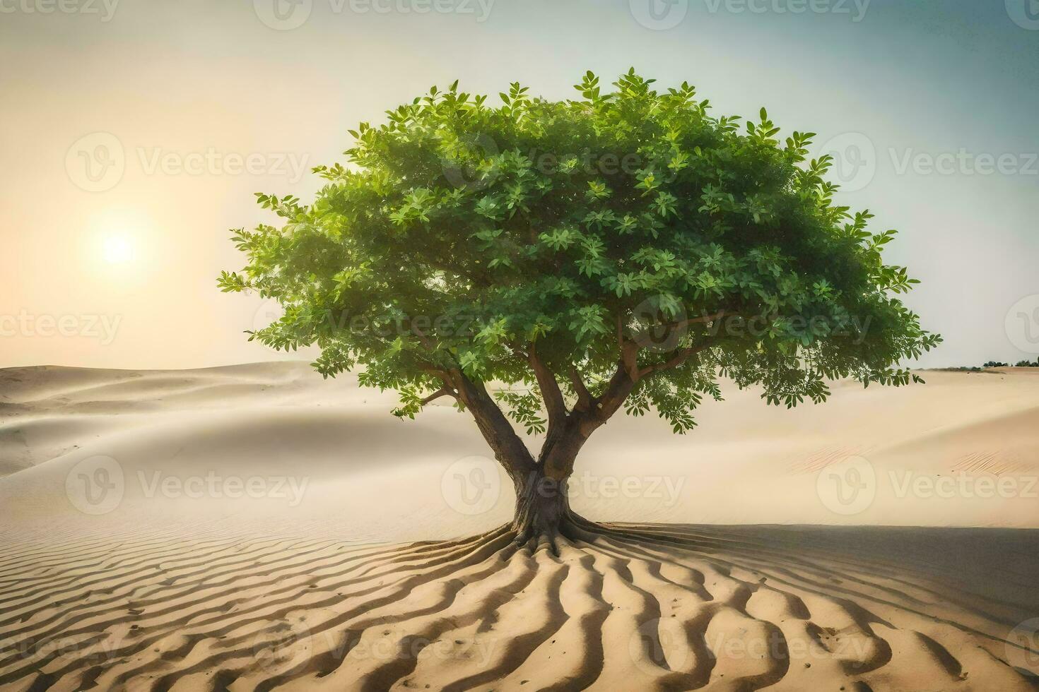 un árbol en el desierto. generado por ai foto