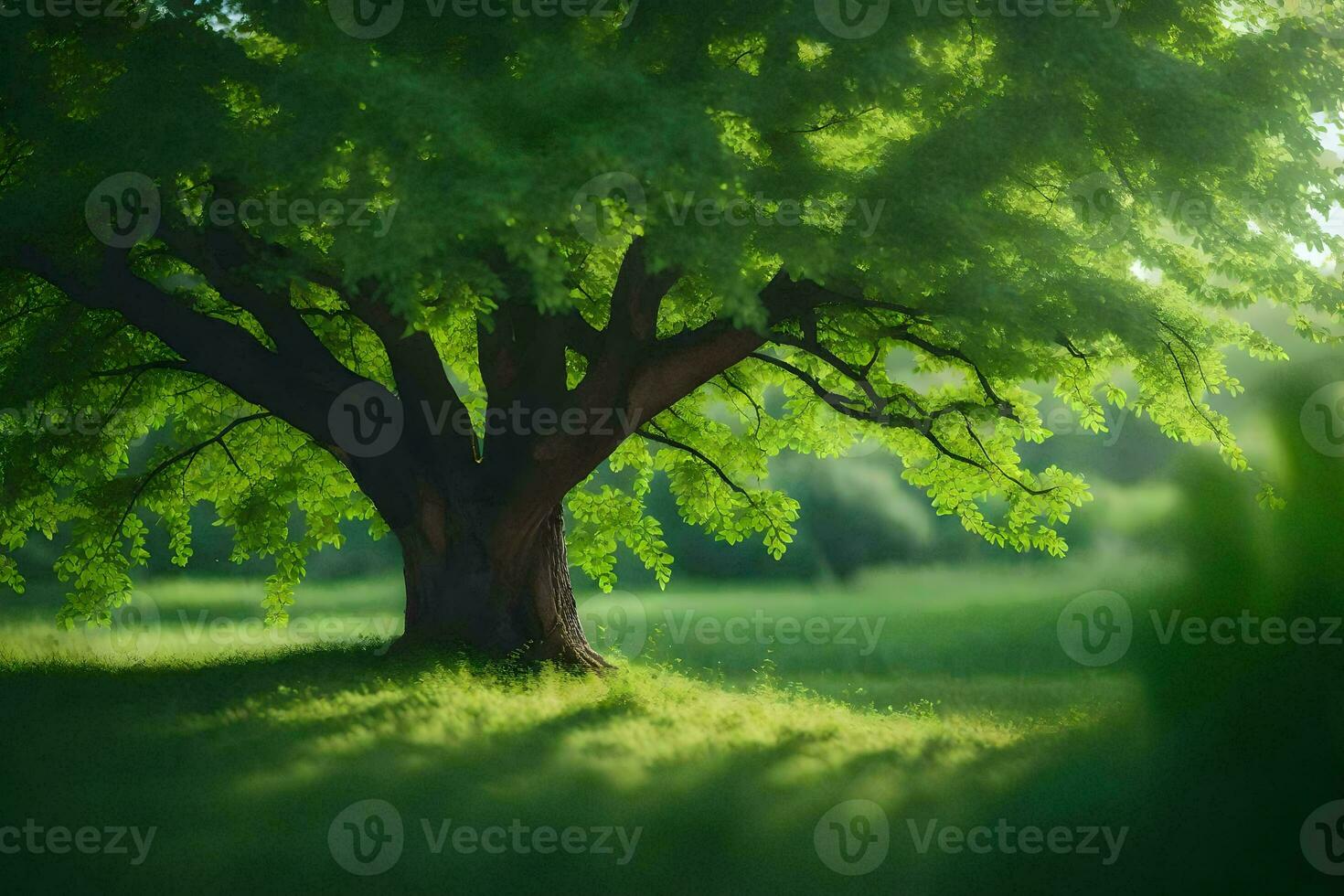 photo wallpaper the sky, grass, trees, the sun, the grass, the tree, the. AI-Generated