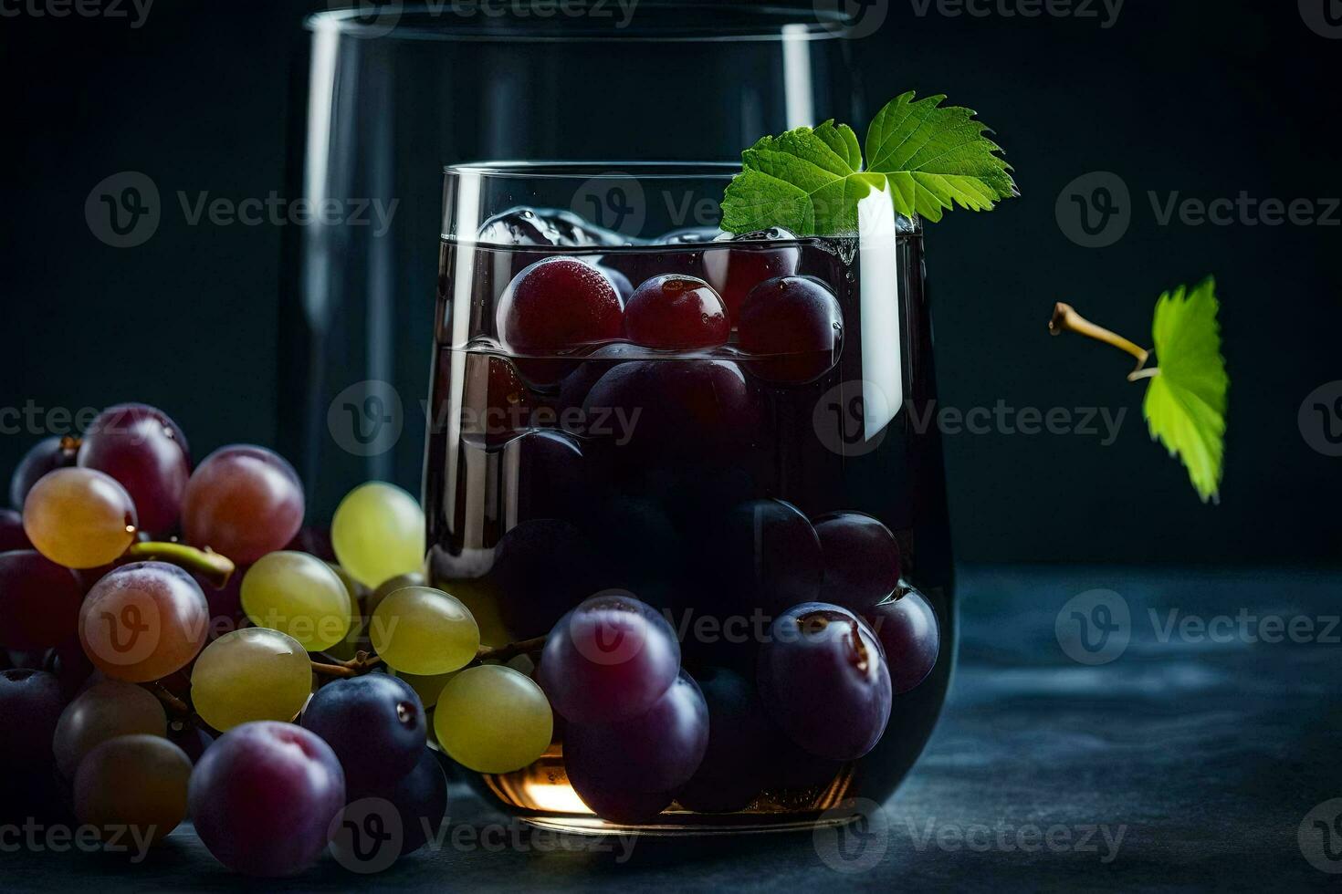 grapes and a glass of wine. AI-Generated photo