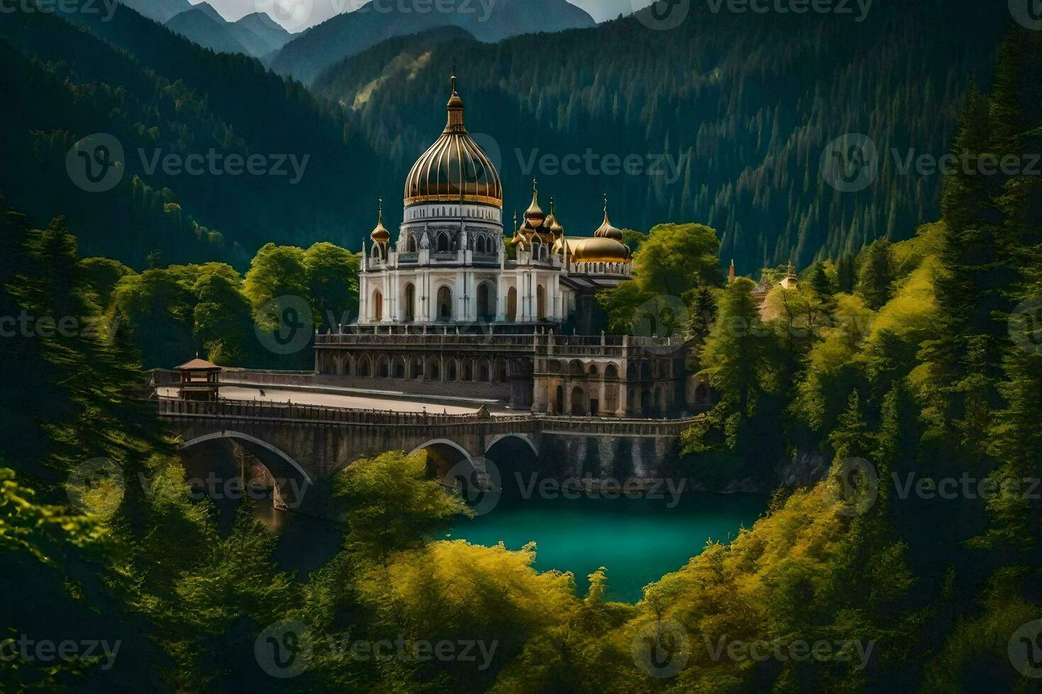 the church of the holy cross in the mountains. AI-Generated photo