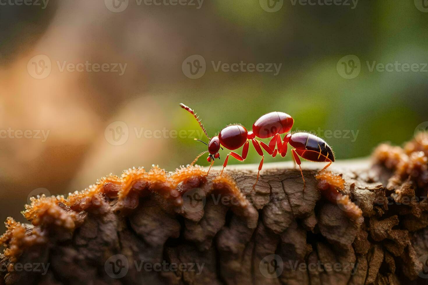 photo wallpaper the bug, red, ant, insect, the forest, the forest, the forest. AI-Generated