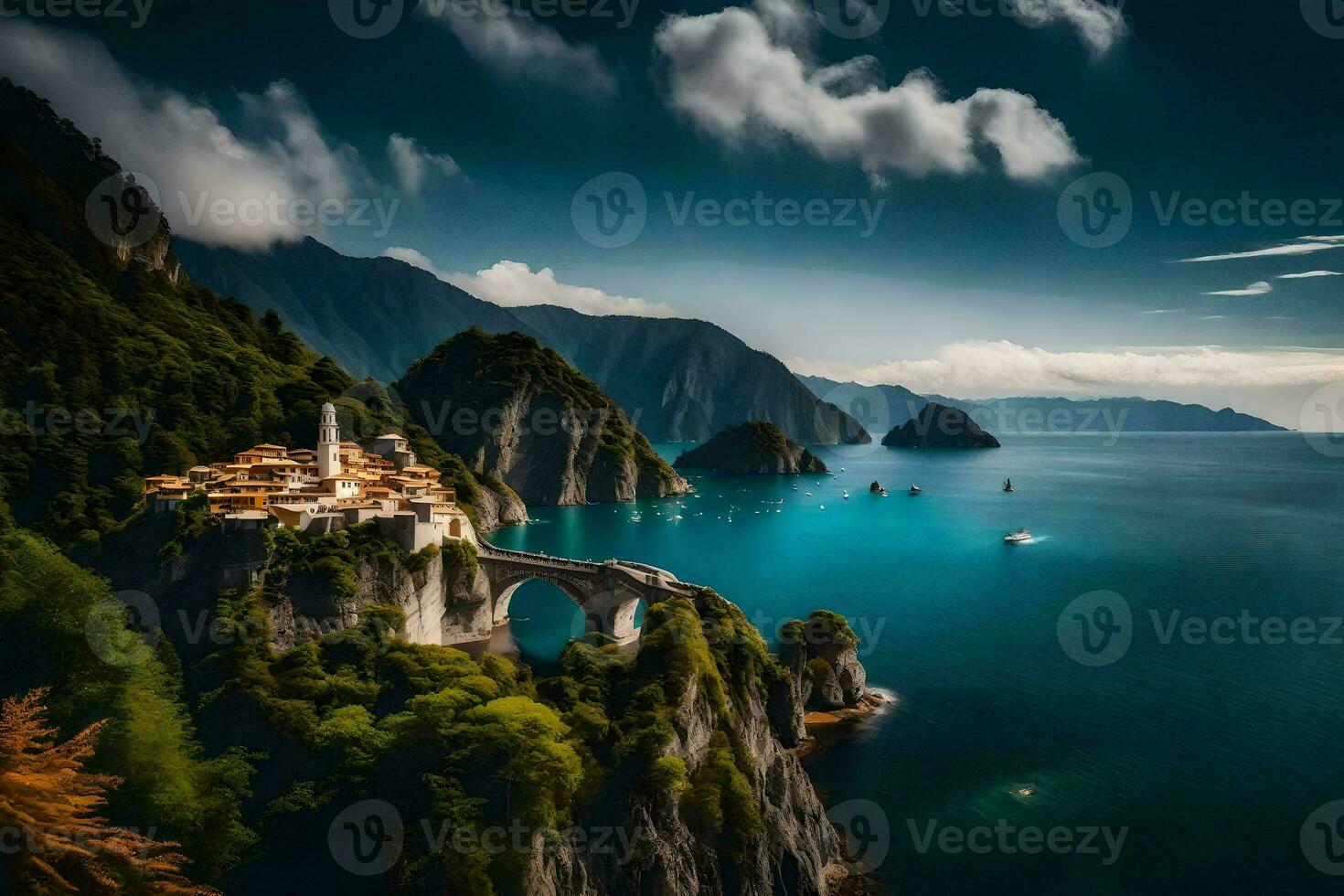 the island of person in the lake como region of italy. AI-Generated photo