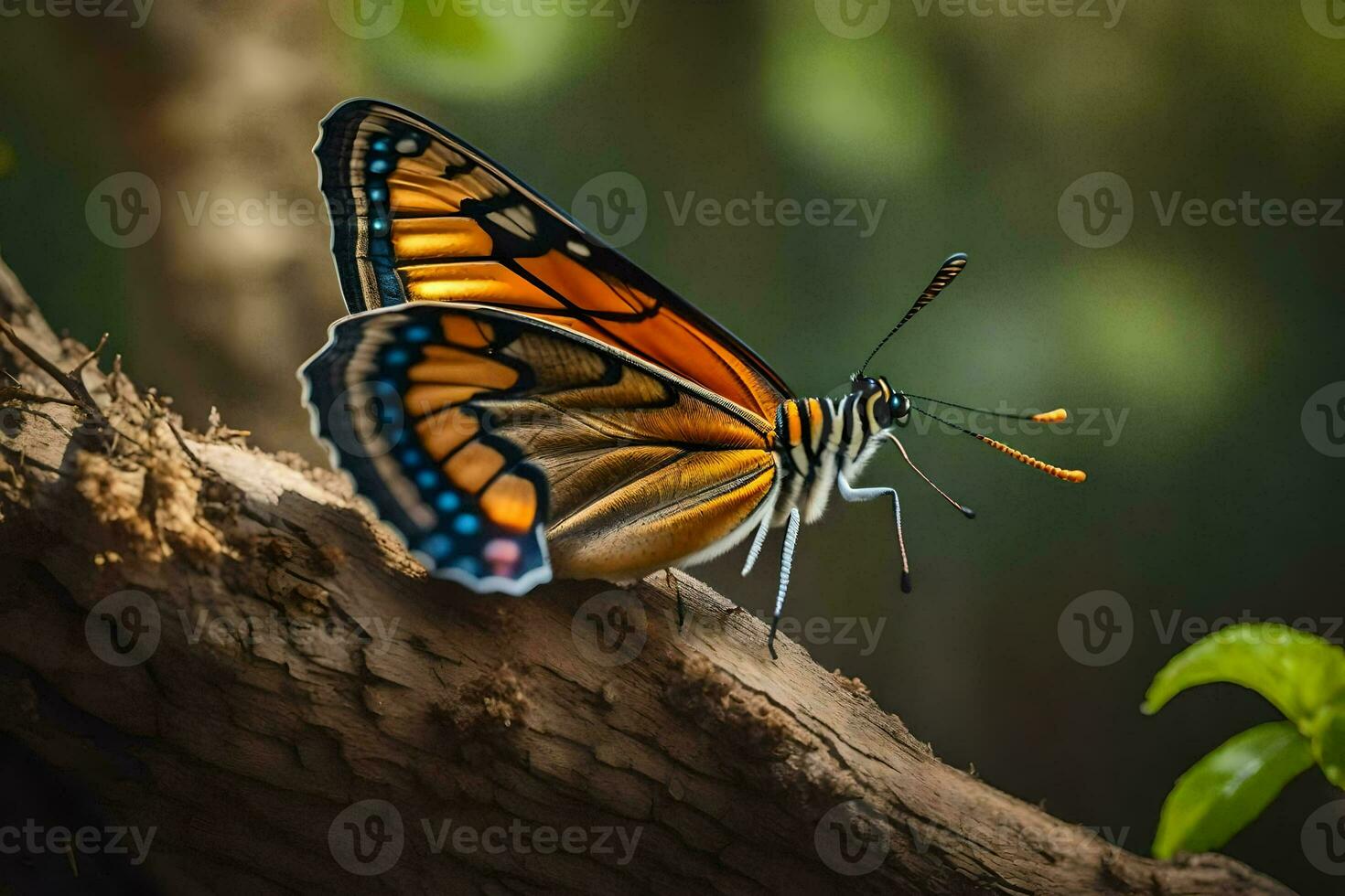a butterfly is sitting on a branch. AI-Generated photo