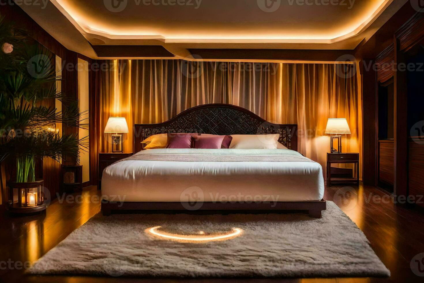 a bed or beds in a room at the villa. AI-Generated photo