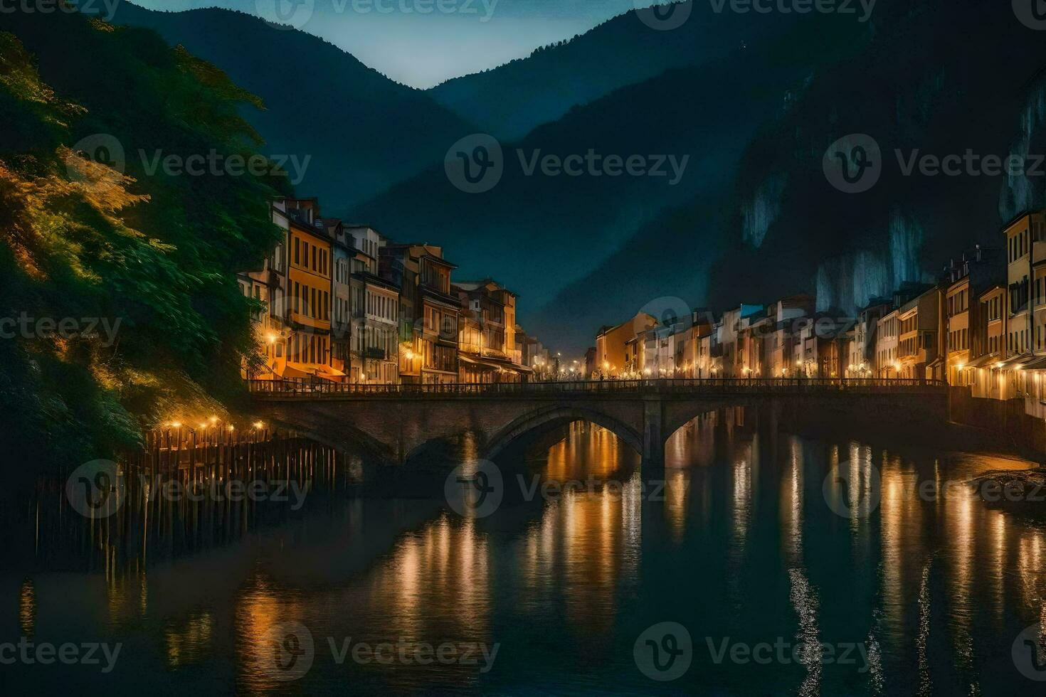 the city of heidelberg at night. AI-Generated photo