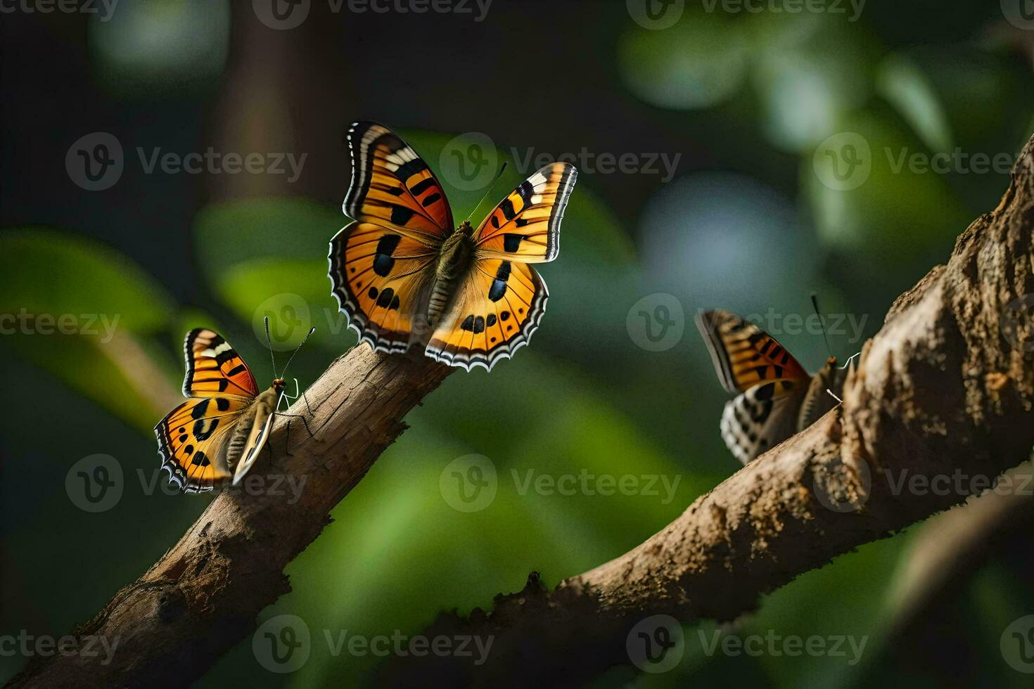 butterflies on a branch. AI-Generated photo