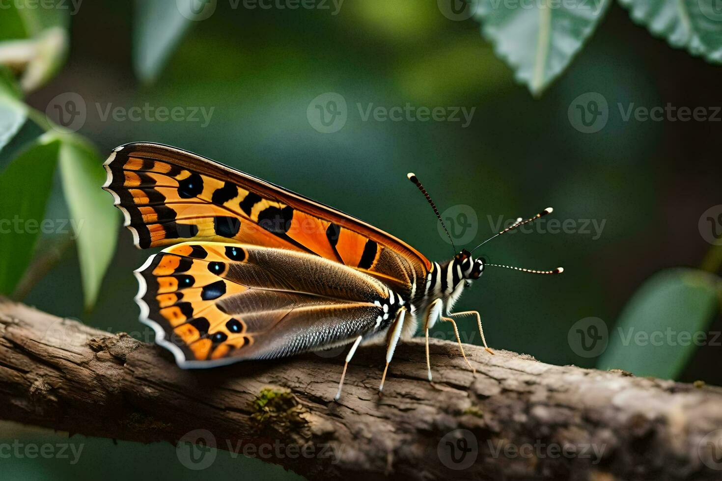 a butterfly is sitting on a branch. AI-Generated photo