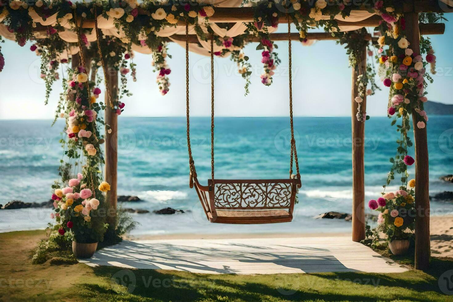 the beach wedding at the ritz cabana. AI-Generated photo