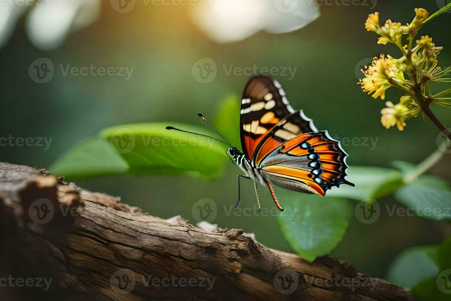 butterfly on a branch. AI-Generated photo
