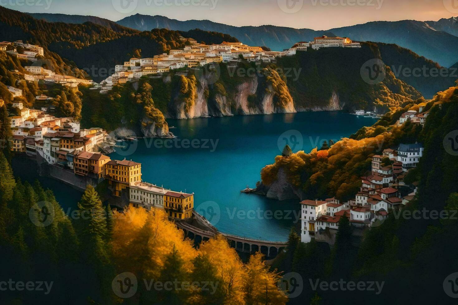 el hermosa lago en el montañas de Italia. generado por ai foto