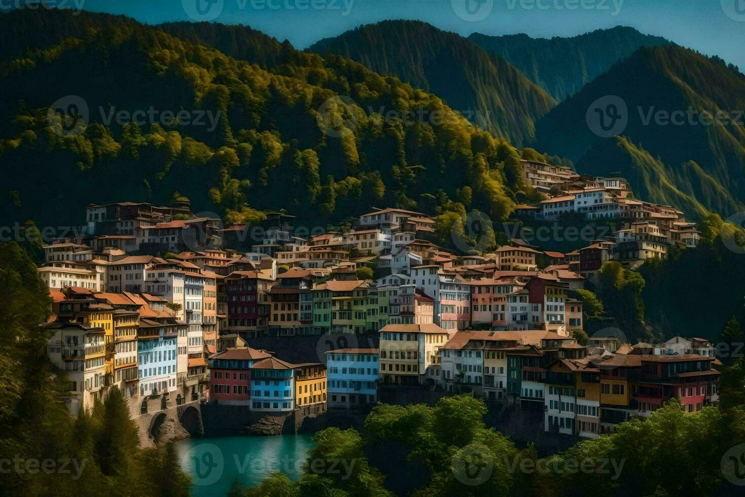 the town of sicily, italy. AI-Generated photo