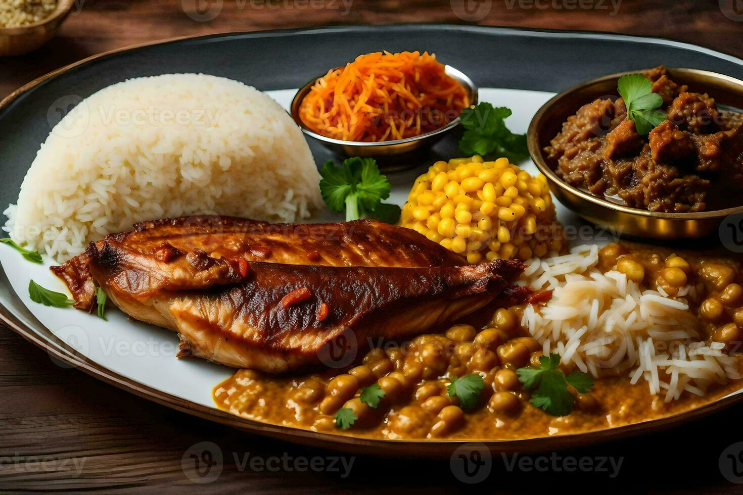 indio comida en el ciudad. generado por ai foto