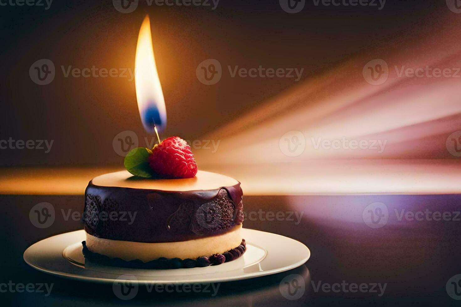 a small cake with a candle on top. AI-Generated photo