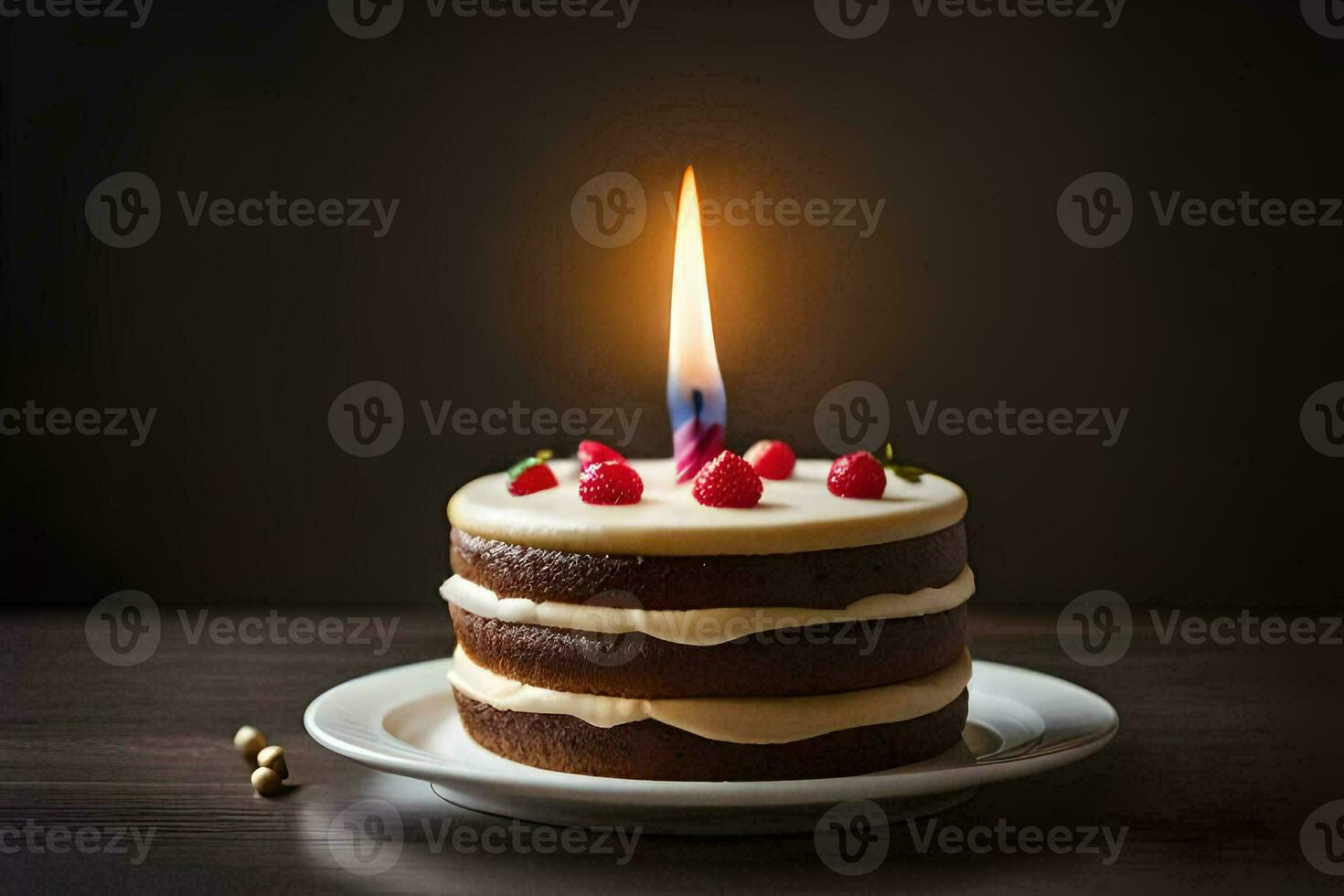 a birthday cake with a candle on top. AI-Generated photo