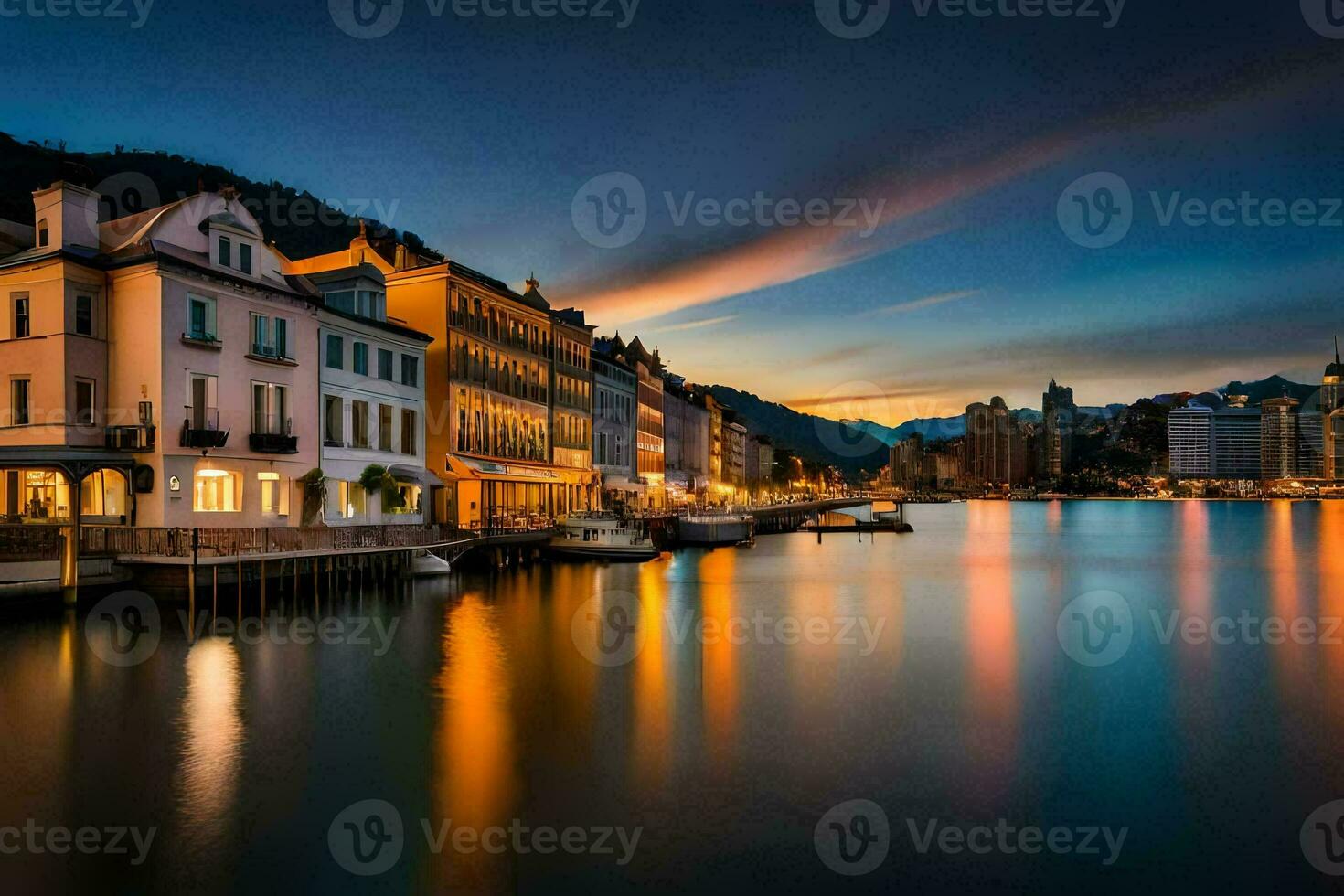 el ciudad de alfalfa, Suiza a oscuridad. generado por ai foto