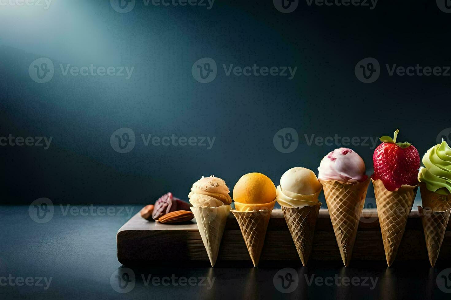 photo wallpaper the sky, food, ice cream, fruit, dessert, the dark, the dark. AI-Generated