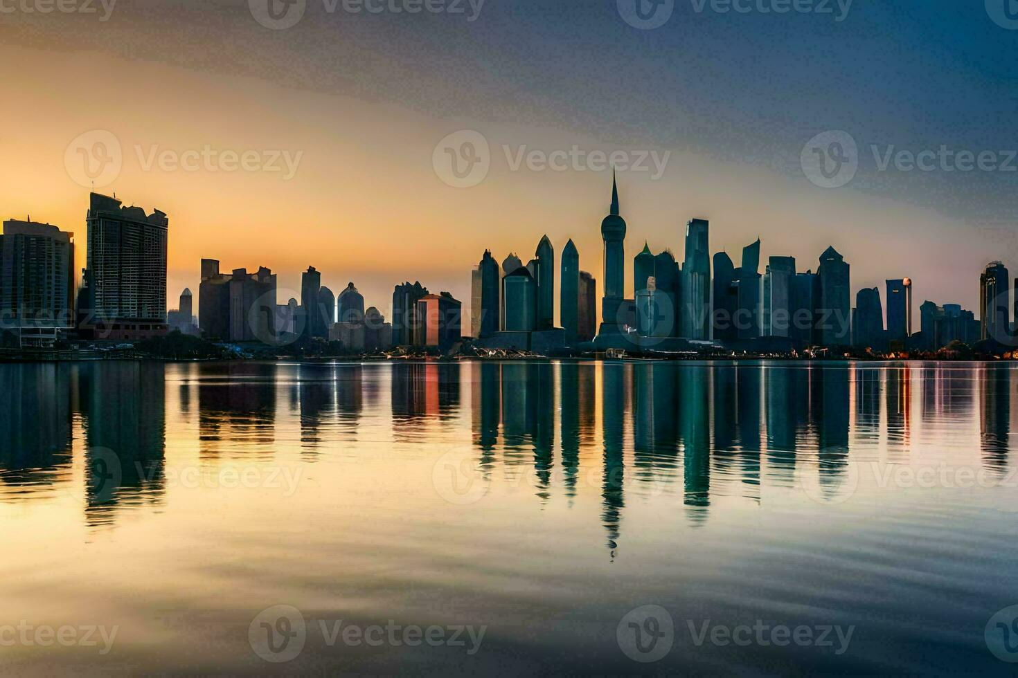 the skyline of dubai at sunset. AI-Generated photo