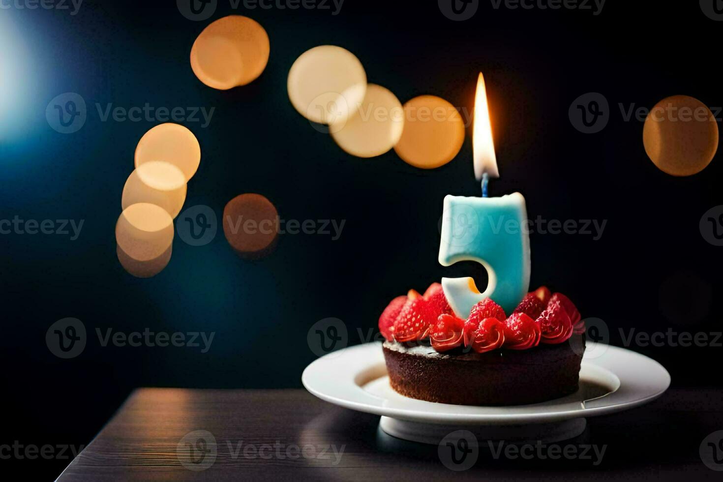 a birthday cake with a candle on top. AI-Generated photo