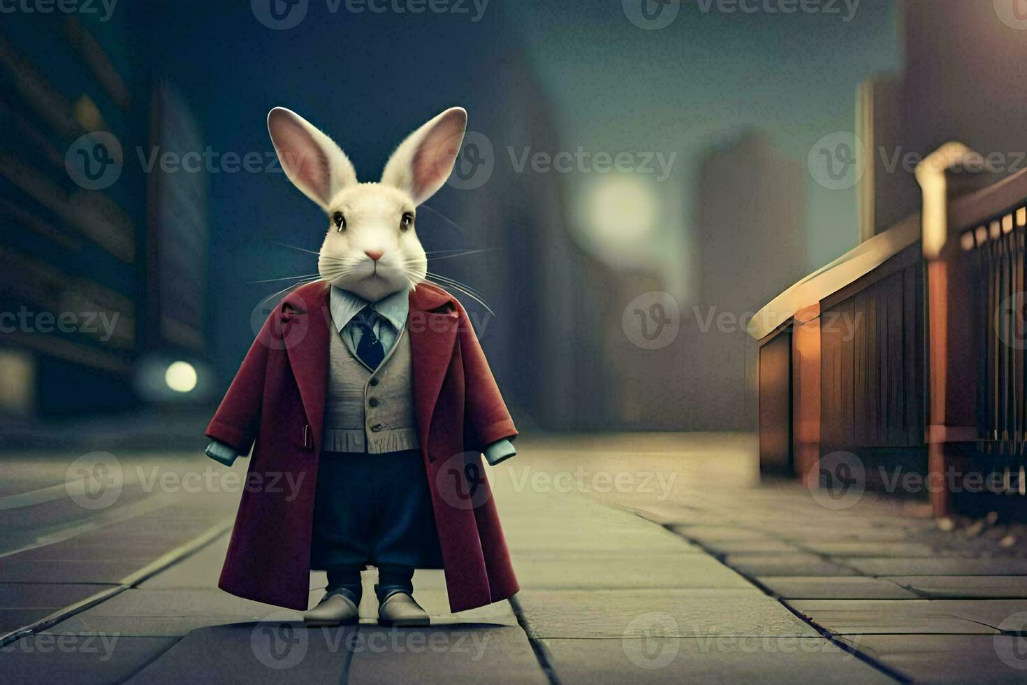 a rabbit dressed in a suit and tie. AI-Generated photo