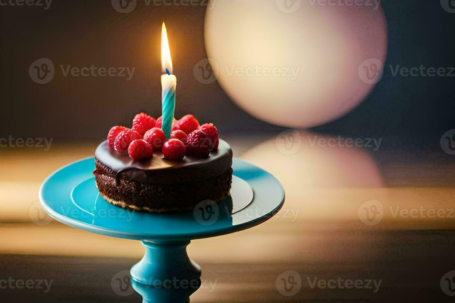 a chocolate cake with raspberries on top. AI-Generated photo