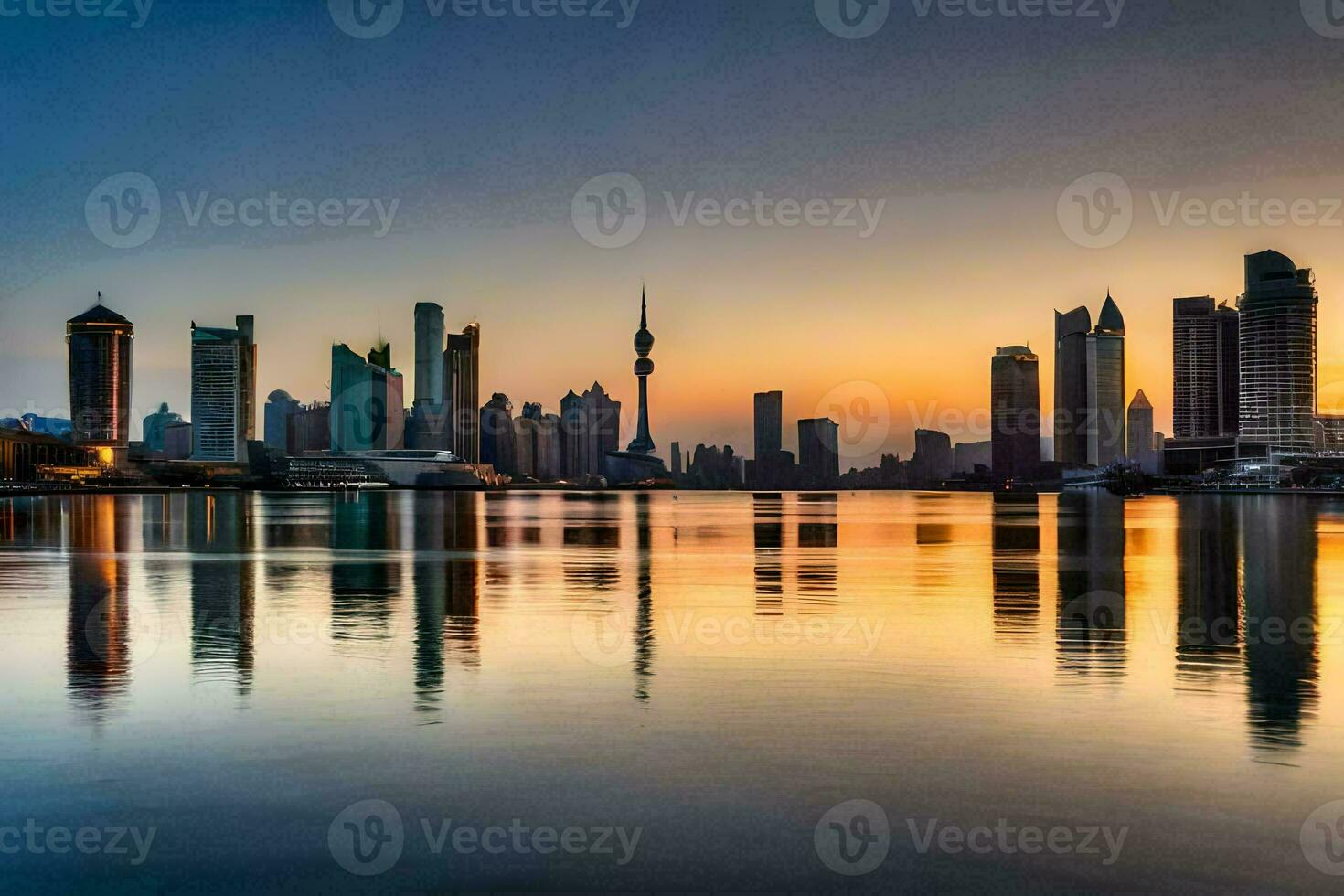 the skyline of dubai at sunset. AI-Generated photo