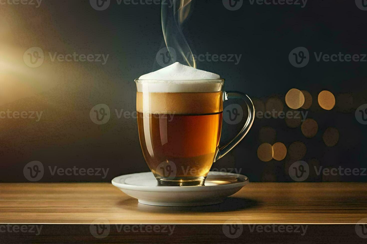 a cup of coffee with steam coming out of it. AI-Generated photo