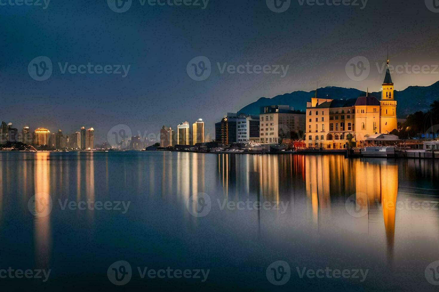 the city of hong kong at night. AI-Generated photo