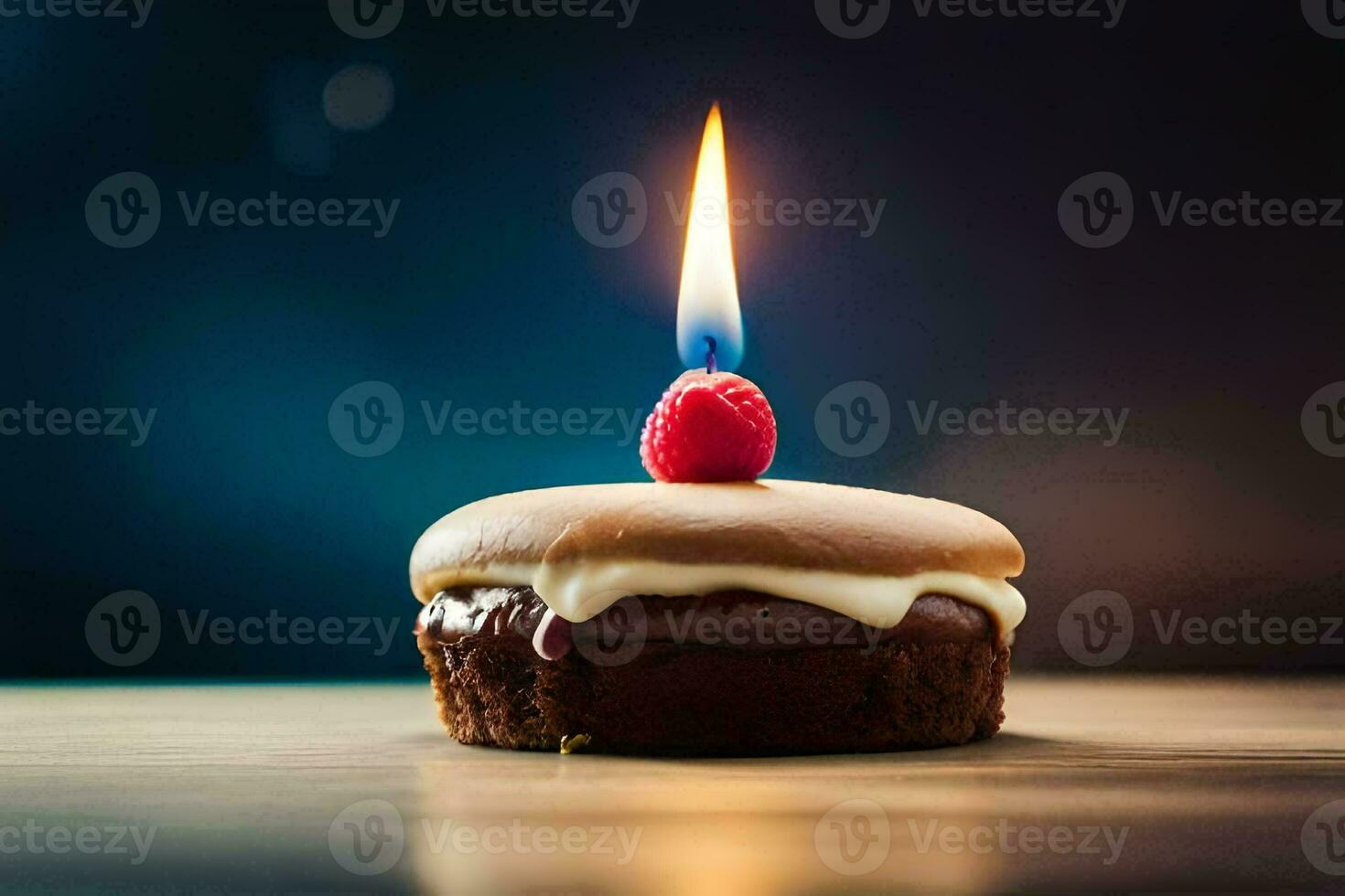 a chocolate cake with a candle on top. AI-Generated photo