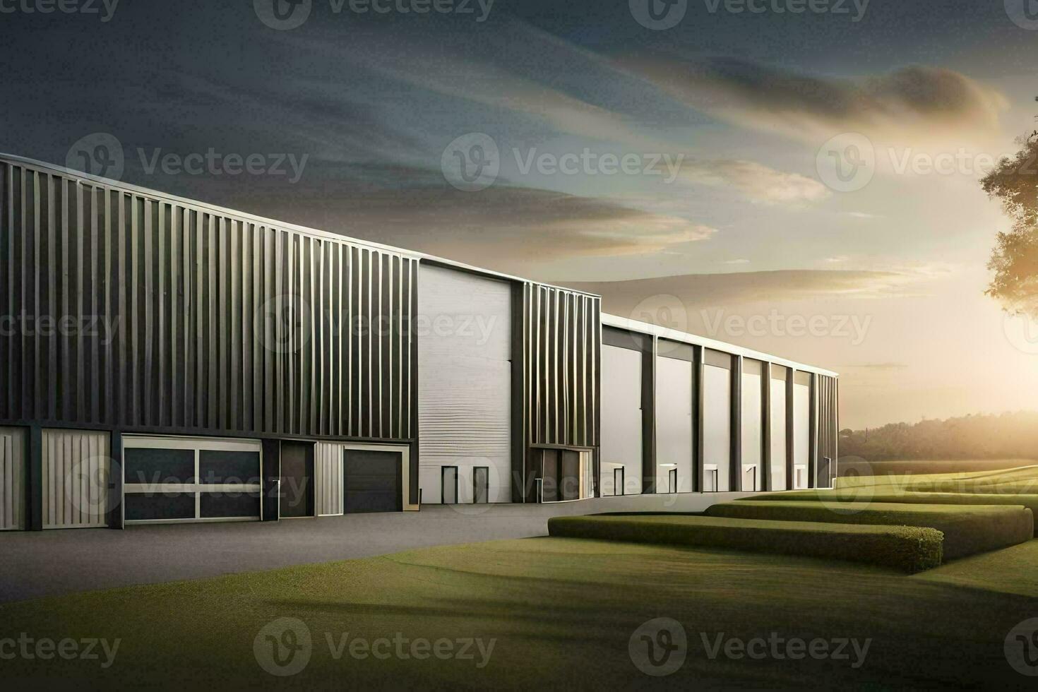 the new warehouse building at the industrial estate. AI-Generated photo