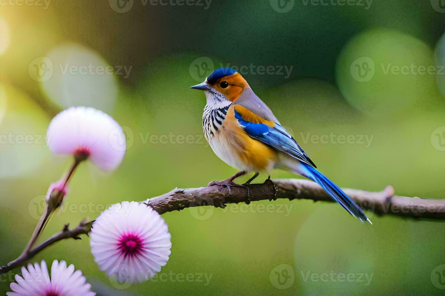 photo wallpaper the sky, bird, flowers, the sun, bird, bird, bird, bird. AI-Generated