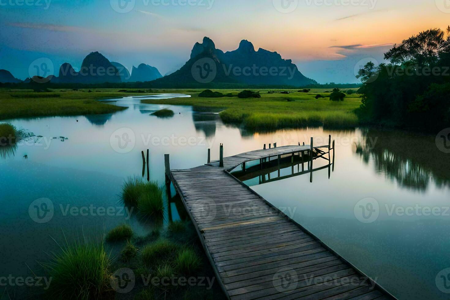 the bridge over the river. AI-Generated photo