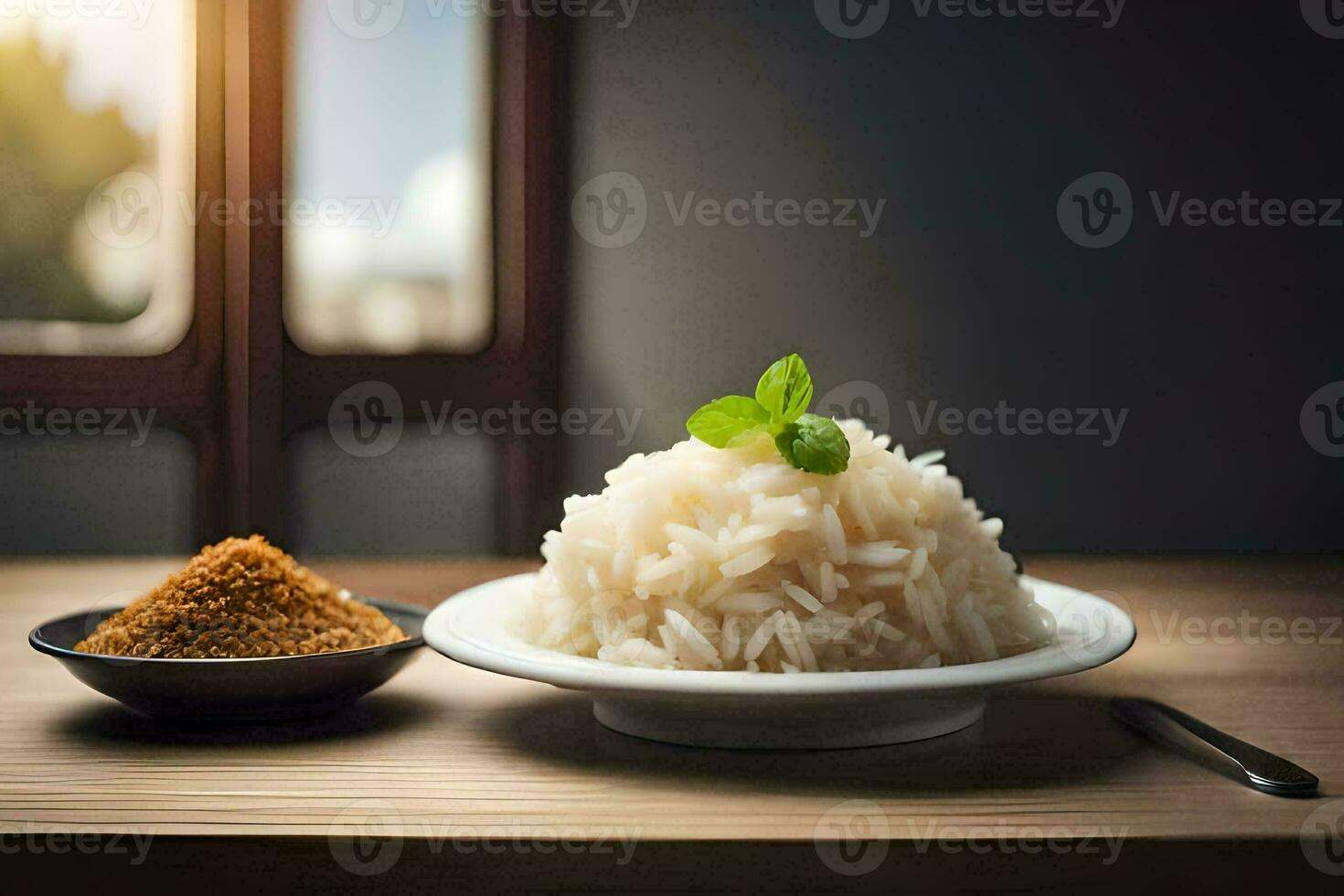 rice and spices on a plate. AI-Generated photo