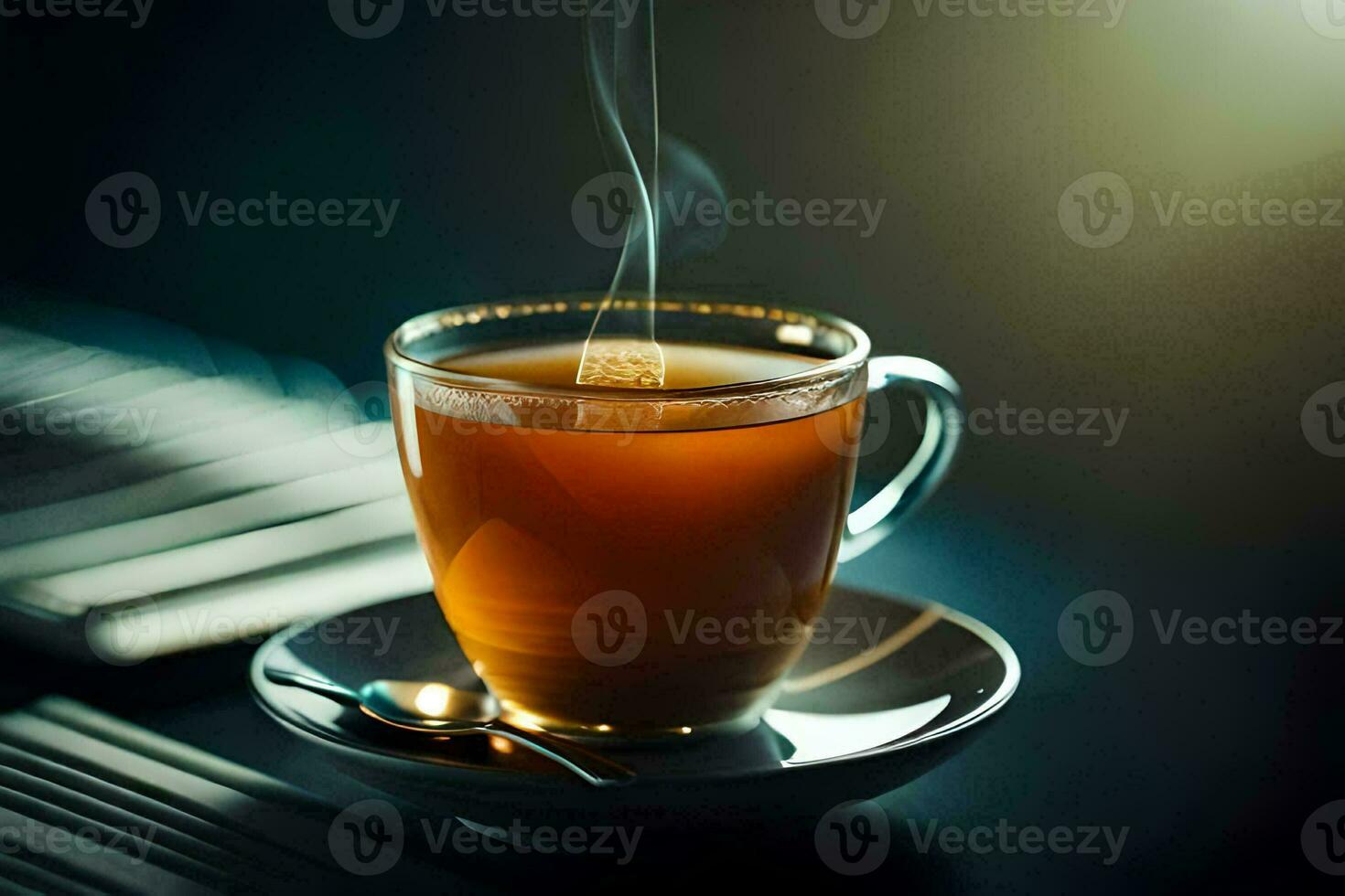 a cup of tea on a table. AI-Generated photo