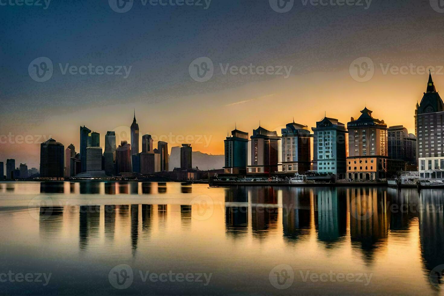 the skyline of dubai at sunset. AI-Generated photo