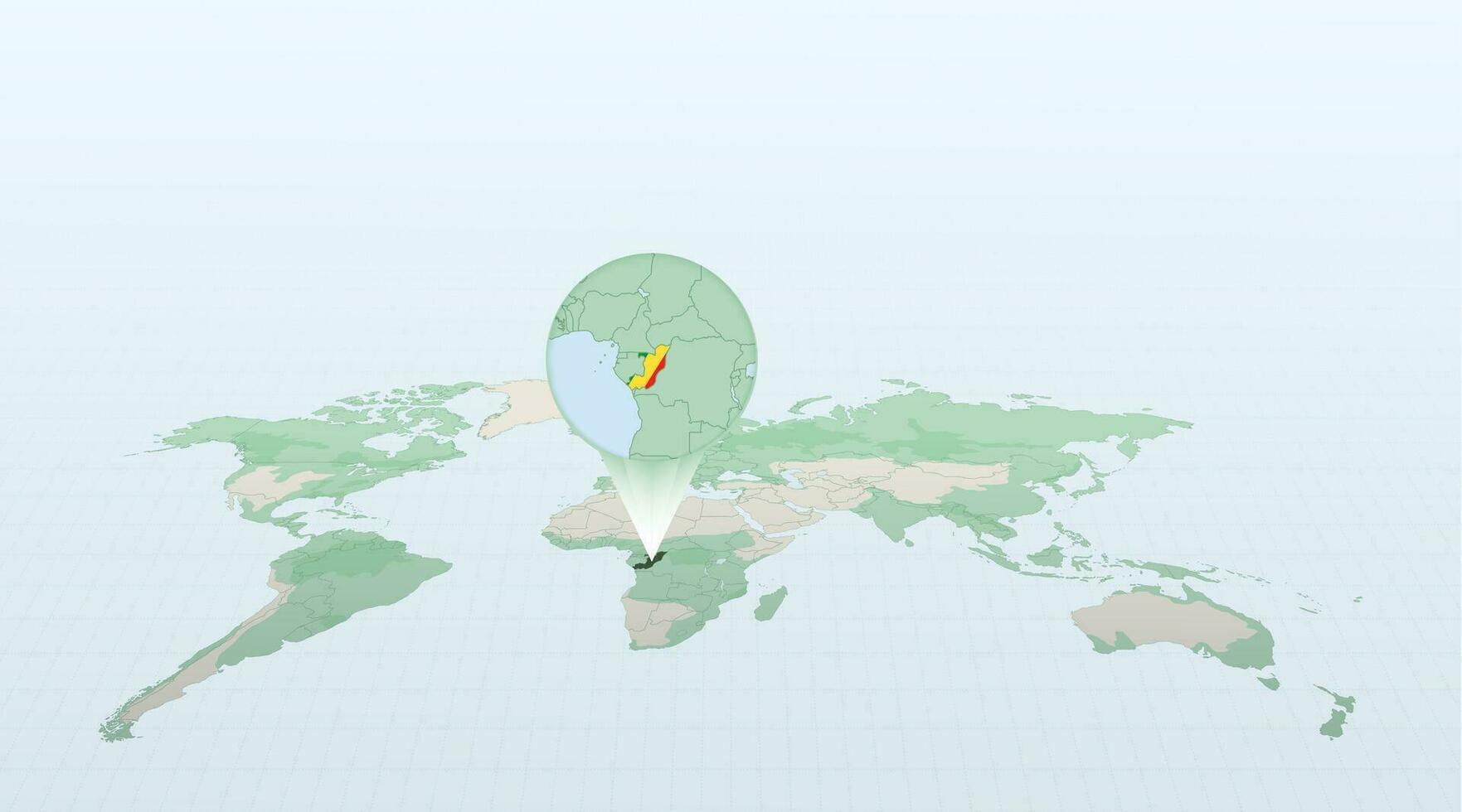 mundo mapa en perspectiva demostración el ubicación de el país congo con detallado mapa con bandera de congo vector