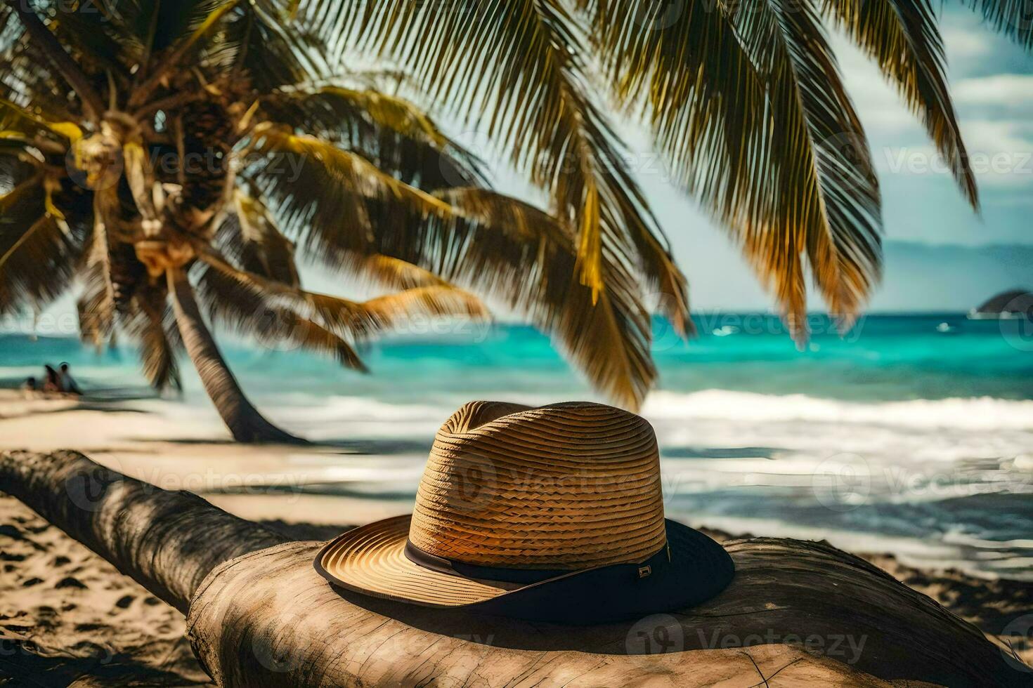 a hat on a beach. AI-Generated photo