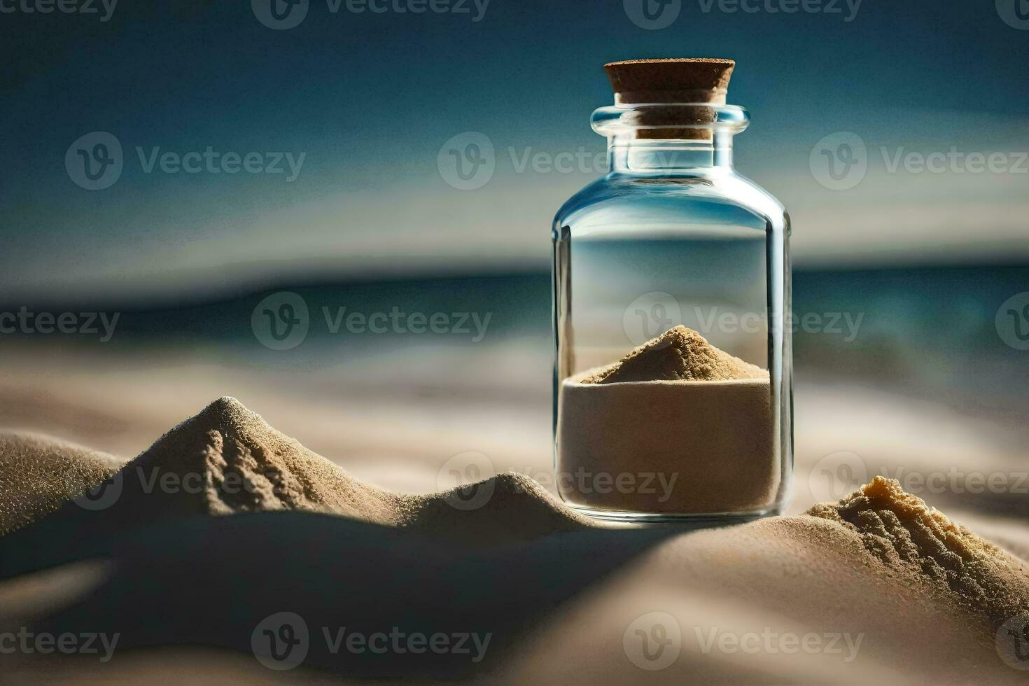 sand in a bottle. AI-Generated photo