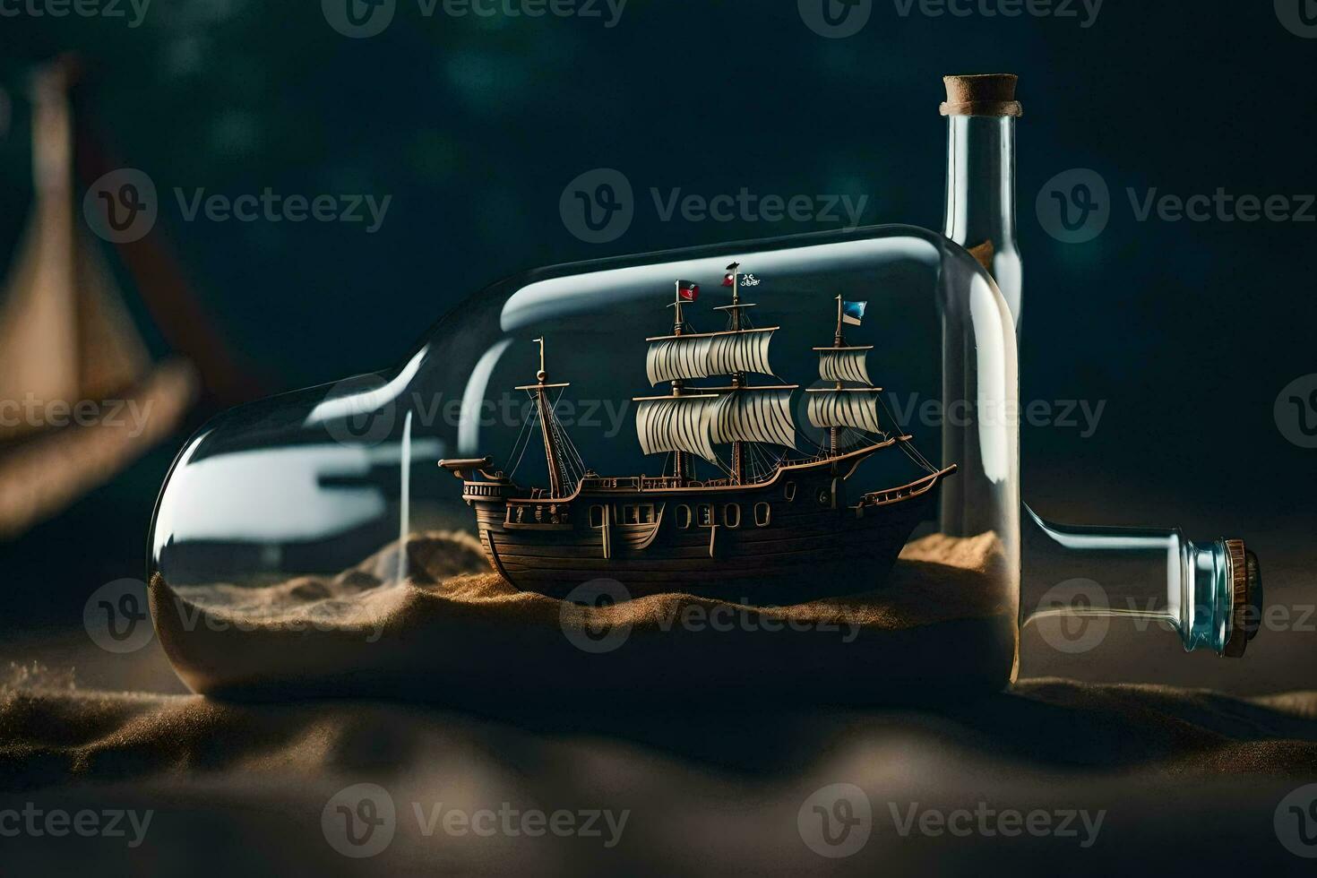 ship in a bottle. AI-Generated photo