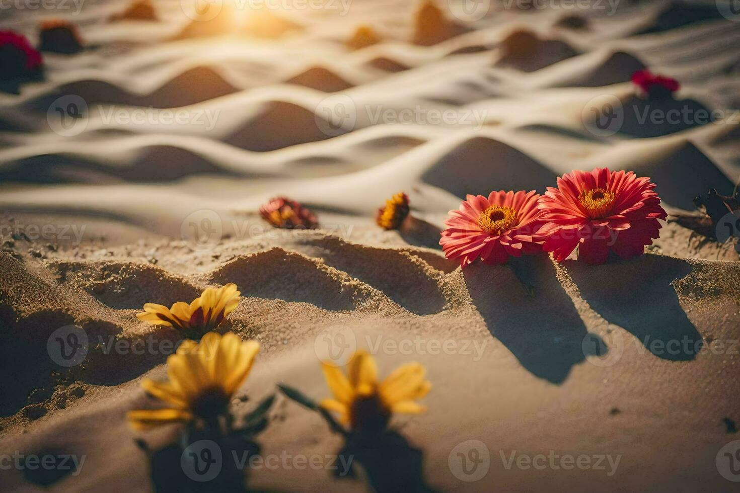 flowers in the desert. AI-Generated photo