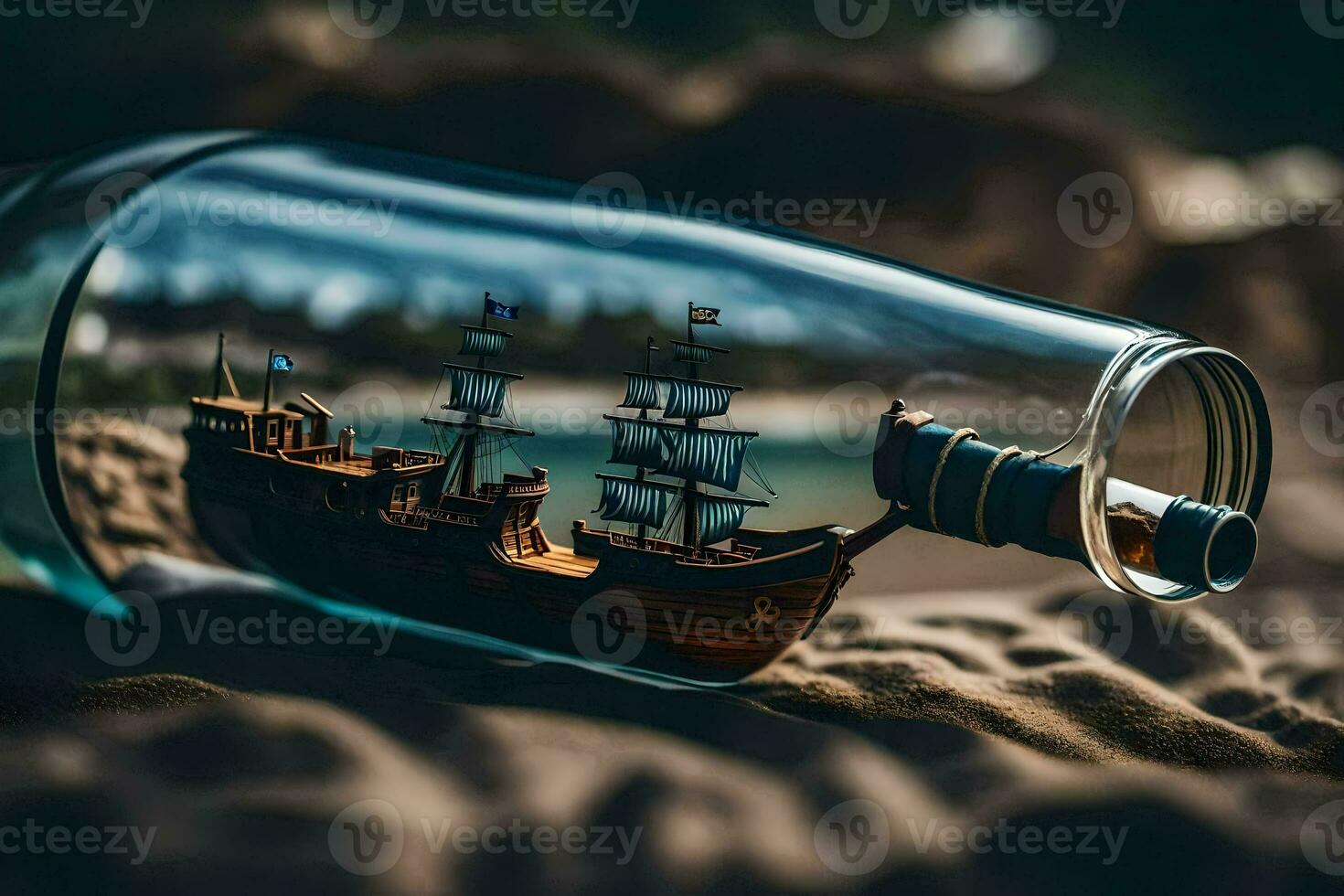 ship in a bottle, miniature, miniature ship, miniature ship, miniature ship in a bottle,. AI-Generated photo