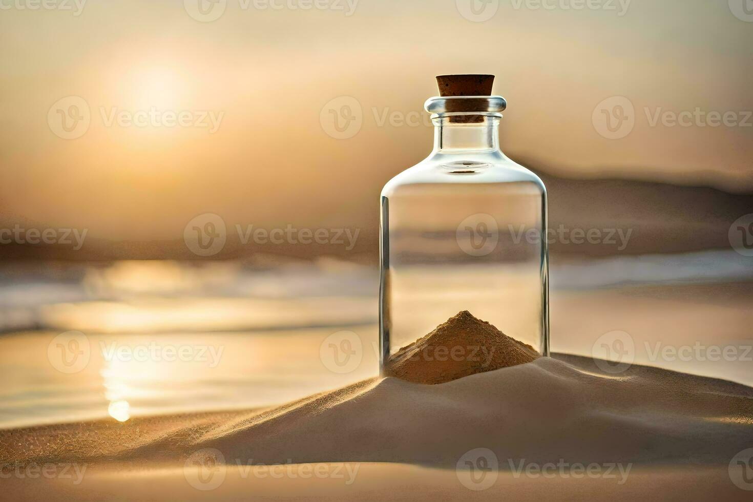 message in a bottle on the beach. AI-Generated photo