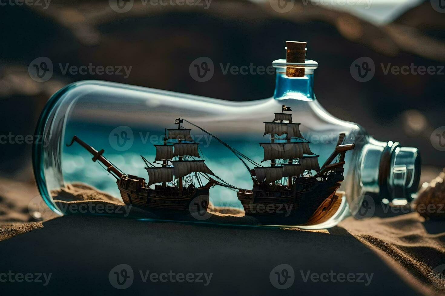 ship in a bottle. AI-Generated photo